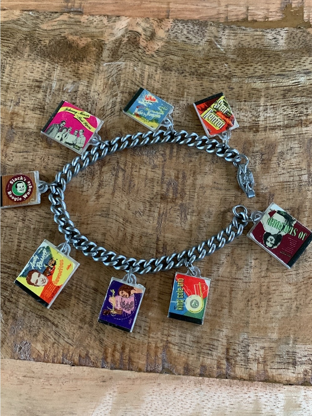Vintage Capitol Records Miniature Album Cover Charm Bracelet
